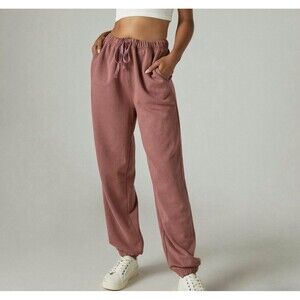 Lucky Brand XS Thick Sueded Terry Jogger Drawstring Pink Loungewear Cotton
